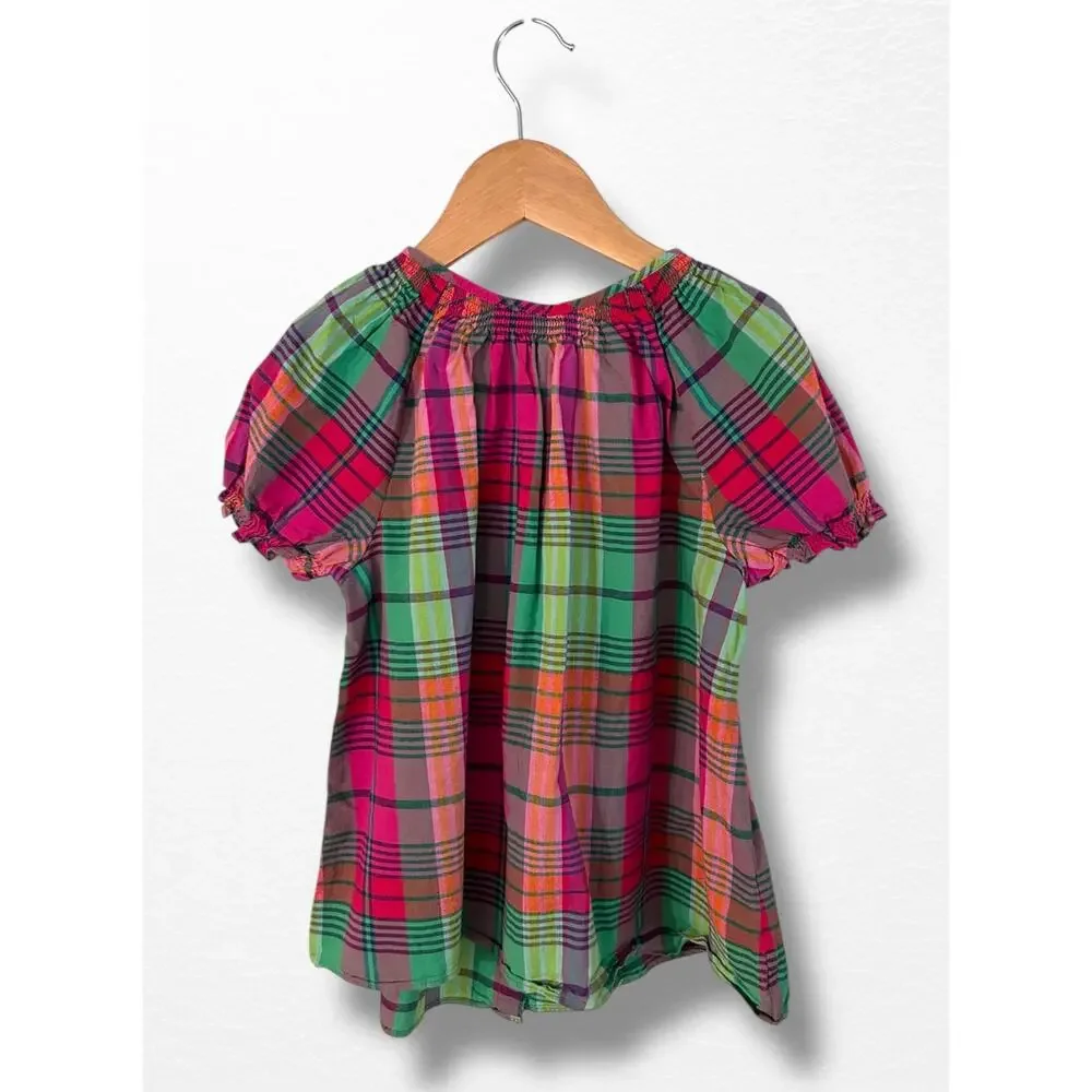 Ralph Lauren Girls’ Madras Plaid Blouse, Size 7